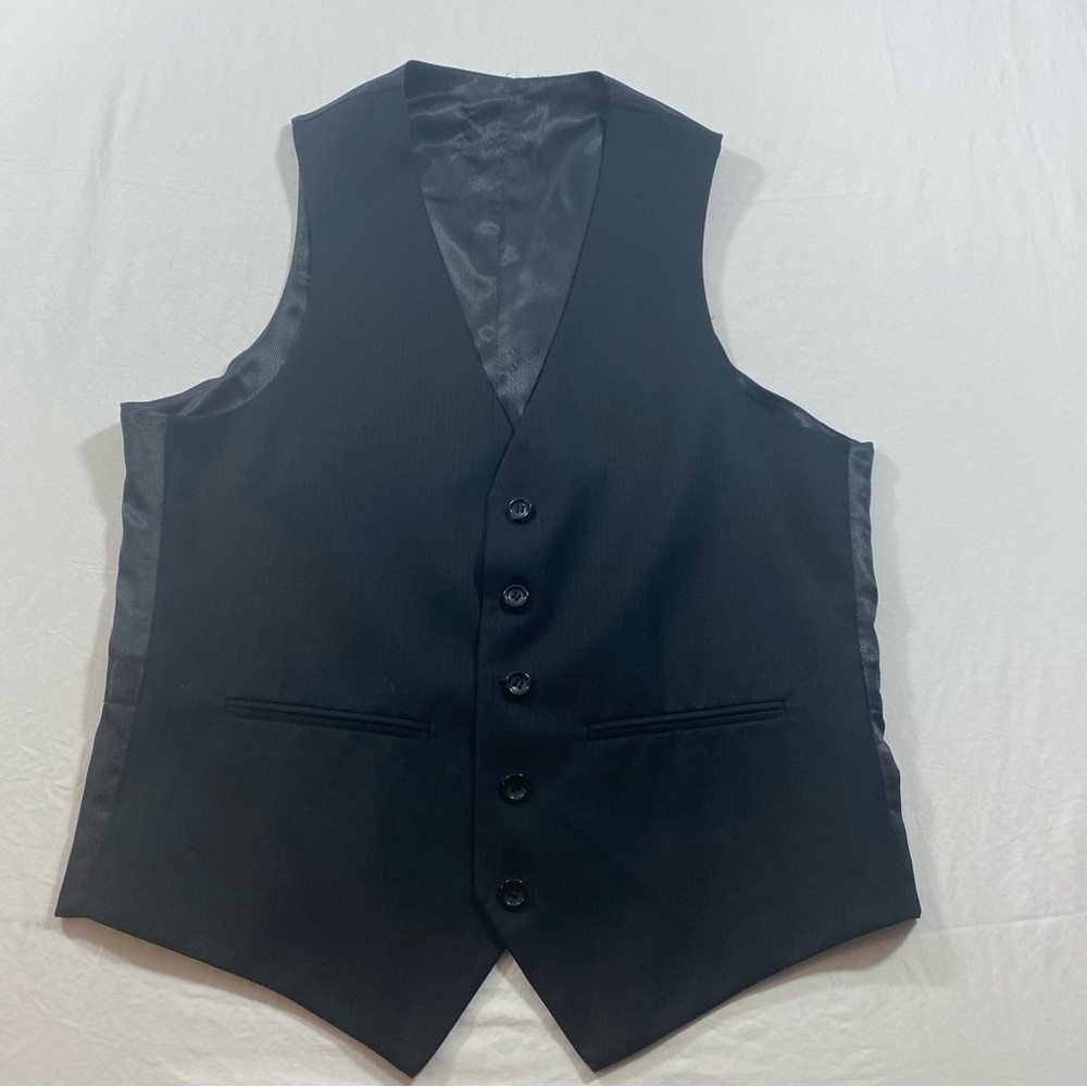 Caravelli Italia Vest Men 36R Black Button Down V neck adjustable back strap